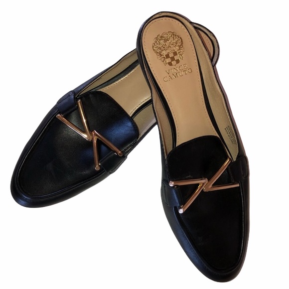 Vince Camuto Shoes - Vince Camuto Black Leather Slides Size 10